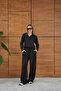 Black Polo Neck Basic Top and Bottom Set