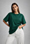 Women's Green 100% Cotton Oversize Basic T-Shirt – Relaxed Fit Relaxed Crew Neck T-Shirt
