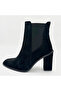 Black Suede High Heeled Chelsea Women's Boots - 3