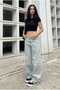 Avril Baggy Acid Wash Buckle Detail Loose Fit Wide Leg Casual Baggy Jean Denim Baggy Women's Pants - 6