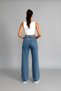 Carla Stretch Fabric Women's Blue Super High Waist Loose Leg Denim Loose Palazzo Pants - 4