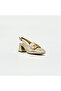 Gold Color Genuine Leather Heeled Slingback Shoes with Chain Accessories - 3