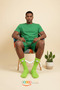 1 Pair of Green Hand-In-Hand Magnetic Socks Set (Unisex) Without Heels - 3