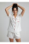 Red Love White Organic Muslin Shorts Pajama Set Cotton Anti-Sweat - 5