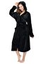 Women's Plush Hooded Robe Open-Front Long Bathrobe Soft Fleece with Pockets for Spa Loungewe