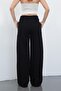 Zenara Women's 3 Thread Non-Brushed Cotton Wide Leg Black Sweatpants - 6