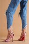 Pink Suede Thin Heeled Women's Shoes Velvet - 4