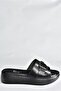 Black Genuine Leather High-Sole Daily Women's Slippers P291049403 - 5