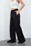 Zenara Women's 3 Thread Non-Brushed Cotton Wide Leg Black Sweatpants - 7