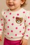 Baby Girl/Child Polka Dot Punch Teddy Bear Shoulder Snap Baby Set 2 Piece Top and Bottom Seasonal 3-6-9-12Months - 2