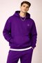 Unisex Purple Winter Hooded Sweatshirt 3 Thread Thick Fleece Lined Inside