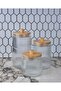 3-Piece Bamboo Storage Jar Set - Glass with Vacuum Lid for Tea Sugar Coffee Salt - 4