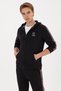Men's Regular Fit Zippered Hooded Striped Black Knitted Cardigan 50315808-Vr046 - 3