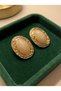 Pearl Aura Gold Steel Oval Earrings - 3