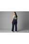 Women's Large Size Crepe Fabric Elastic Waist Lycra Palazzo Navy Blue Trousers - 3
