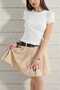 Crew Neck Short Sleeve Ribbed Lycra Bady Blouse T-Shirt - Aslındalook - 3