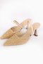 Women's Straw Heeled Shoes A001-015-K88 - 4
