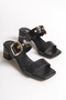 Jully Women's Belted Short Heel Slippers A026-K328