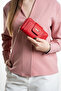 Women's Red Wallet with Leather-Look Zipper Compartments for Cards, Stylish Medium Size Hand Wallet, Lucky Wallet