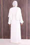 Bead Embellished Full Length Ferace 7894 Ecru - 4