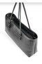 Women's Zippered Knitted Detail Baguette Hand and Shoulder Bag Black - 7