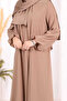 Layered Look Sleeve Cuffs Elastic Chiffon Dress 3060 Mink - 5