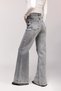 Women's High Waist Wide Leg Jean Trousers - Leg Detail - 3