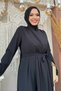 Chiffon Cloak Detail Waist Belted Jumpsuit 3330 Black - 8