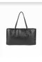 Women's Zippered Knitted Detail Baguette Hand and Shoulder Bag Black - 4