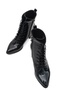 Duina Black Patent Leather Thick Heeled (5cm) Pointed Toe Lace-Up Casual Women's Boots - 4