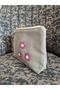 Purple Knitted Flower Detailed Duck Fabric Makeup/Clutch Bag - 5