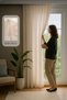 Linen-Containing Tulle Curtain Natural No Ironing Needed Living Room Bedroom Entrance