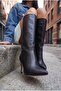 Hilnaril Women's Pointed Heel Boots 00123000 Black Leather - 8