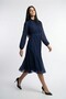 Women's Mock Neck Ruched Detail Lined Midi Chiffon Dress - 5