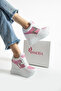 New Season White Pink Hidden Wedge Heel Sneakers Heel Height Total 10cm - 6