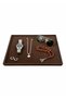 Domestic Production Suede Fabric Brown Color 34/24 cm Jewelry Serving Presentation Table