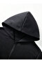 Men's Black Hooded Zip-Up Oversized Brushed Inside Printed Sweatshirt Winter School Cardigan - 3