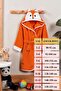 Hooded Children's Bathrobe 100% Cotton Men's Bathrobe Animal Fox Orange - 7