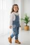 My Little One's Heart Embroidered Girls' Denim Overalls Set - Blue - 2