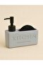 Luxury Modern Ceramic Liquid Soap Dispenser with Sponge Holder and Compartment Gray Color - 3