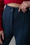 Women's Navy Blue Buttoned Modal High Waist Trousers Gathering Casual Seasonal Office Trousers - 4