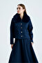 Fur Collar Detailed Puff Scuba Skirt Blouse Set - 4