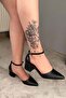 Women's Holy Black Short Thick Heeled Casual Comfortable Shoes - 2
