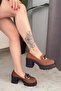 Women's Guzi Tan Suede Black Sole 8 cm Heeled Platform Shoes - 4