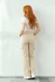 Rowena Stretch Fabric Relaxed Cargo No Back Pocket Beige Super High Waist Relaxed Leg Denim Jeans - 2