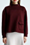 Women's Pocket Detailed Mock Neck Puff Scuba Sweatshirt (38/42 Compatible) - 3
