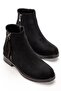 165-205 Black Suede Leaf Patterned Zippered Daily Women's Boots - 5