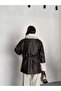 Long Leather Jacket with Fur Detail on the Collar and Cuffs - 4
