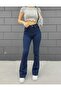 Eria Women Stretch Fabric Dark Blue Spanish Jeans Pants - 2