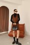 Brown Suede V-Neck Above Knee Panel Detailed Dress |   Mini Suede Dress with Tie Detail |   Slim Fit Strappy Casual Stylish Women's Dress - 4